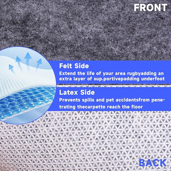 Non-Slip Rug Pads,Round 3 Ft Waterproof Extra Large Area Rugs Non Skid Rug Pad for All Floors and Finishes Durable Hardwood Floor Protective Felt Keeps Rugs in Place, Safe and Secure