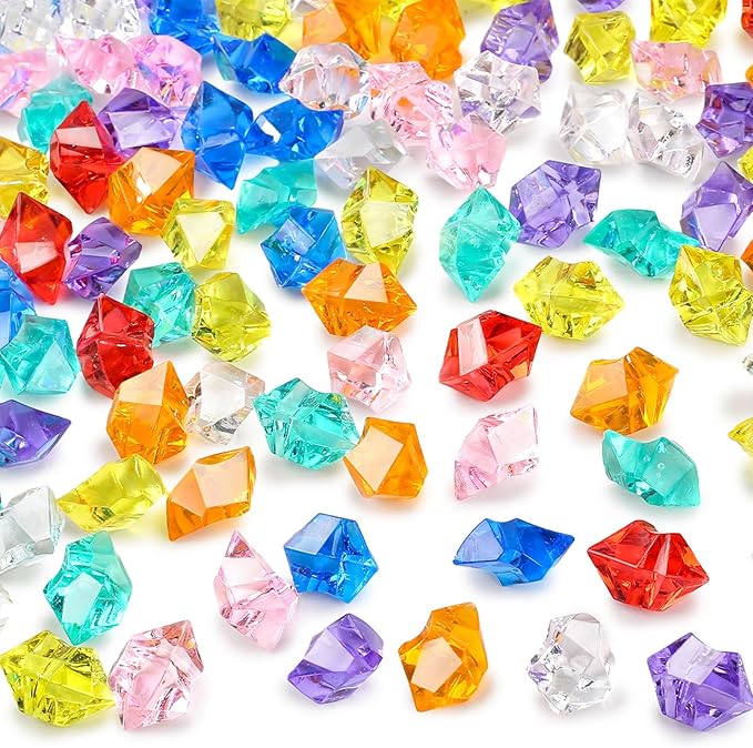 DomeStar 150PCS Multicolored Acrylic Fake Gems, Crushed Ice Rocks Pirate Treasure Jewels Vase Fillers, Table Scatter, Sensory Bin Filler, Photo Props, Valentine's Day Decorations, Pirate Party Favors