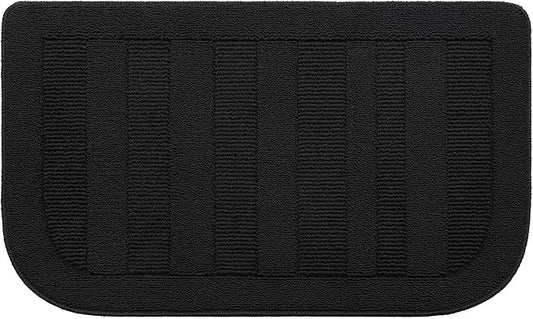 BEQHAUSE 24x40 Inch Kitchen Rug Mat Durable Kitchen Rugs Non-Slip Washable Absorbent Kitchen Mats for Floor Dirt-Resistant Semicircular Kitchen Mat (Black)