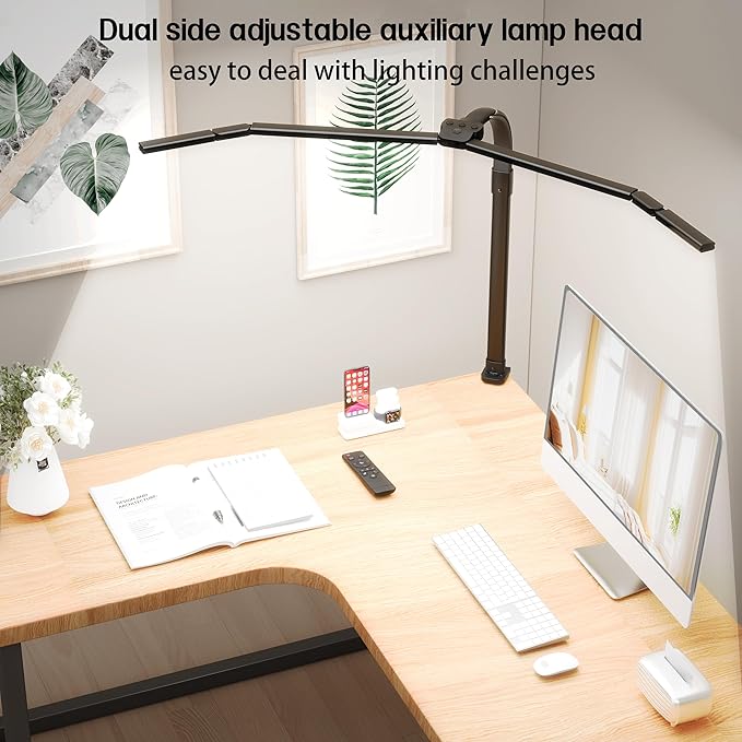 Office Home Desk Lamp,24W Super Bright Eye-Care Desk Lamp,Adjustable Gooseneck Office LED Task Light with Soft Non-Glare Lighting,Suitable for Studying,Reading (Black)