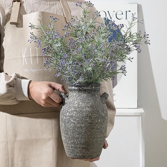 Ceramic Flower Vase Home Decor, 9.76 Inch Rustic Farmhouse Vase,Large Decorative Vase for Living Room Bedroom Kitchen Table Office Centerpiece Decorations, Holiday & Wedding