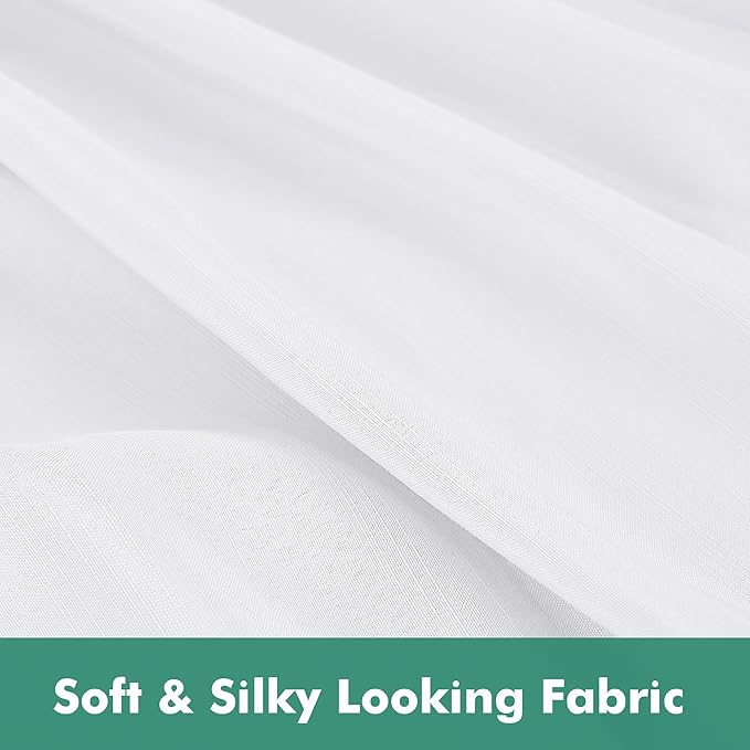 Biscaynebay Wrap Around Bed Skirts with Split Corners for Full Beds 16" Drop, White Elastic Dust Ruffles Adjustable Easy Fit Wrinkle & Fade Resistant Silky Luxurious Fabric Machine Washable