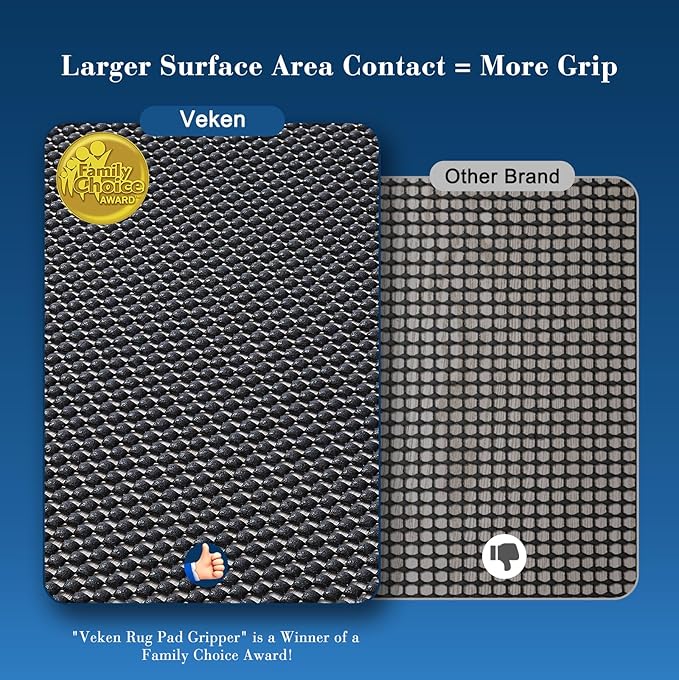 Veken Runner Rug Pad Gripper for Hardwood Floors, Non Slip 2x6 Ft Black Rug Pads for Area Rugs, Thick Rug Grippers for Tile Floors, Under Carpet Anti Skid Mat, Keep Your Rugs Safe and in Place