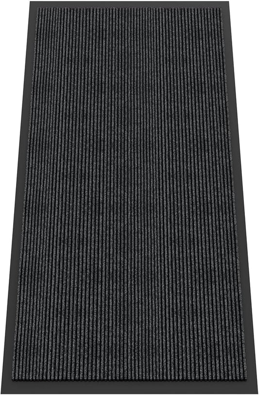 Indoor Outdoor Door Mat, 6’ x 3' Doormat for Entryway, Rubber Backing Non Slip Front Door Mat Outside Entrance, Super Absorbent Commercial Floor Mat for Home Office, Grey