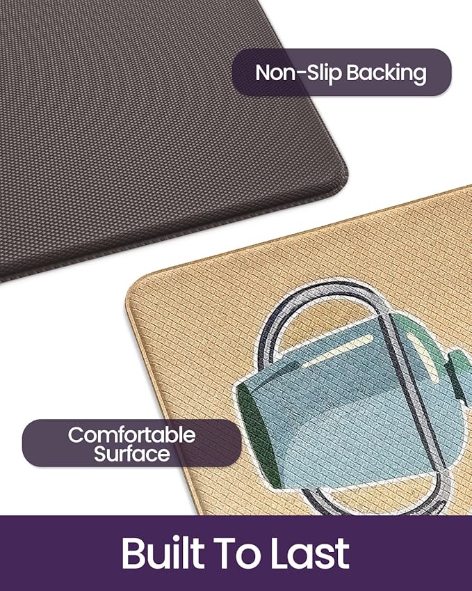 DEXI Kitchen Mats for Floor, 23x86, Cushioned Standing Mat Anti Fatigue, Wide Waterproof Comfort Farmhouse Padded for Laundry Room Office, Beige