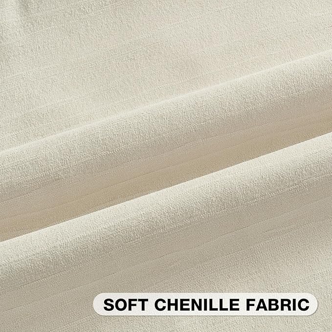 FUTEI Cream Chenille Decorative Throw Pillow Covers 16x16 Inch Set of 2,Soft Crushed Striped Texture Cushion Case,Modern Home Decor for Couch Bed Living Room