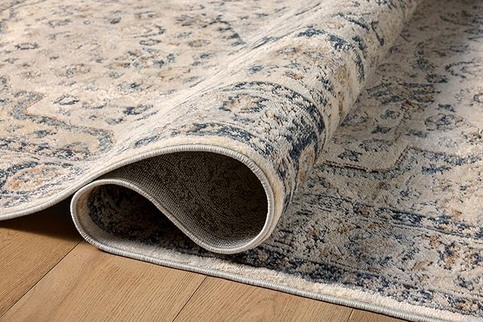 Loloi Teagan Collection TEA-01 Natural/Lt. Grey 3'-4" x 5'-7" Accent Rug, Large, Soft Neutral Rug, High-Traffic for Living Room, Bedroom, Home Office, Dining Area