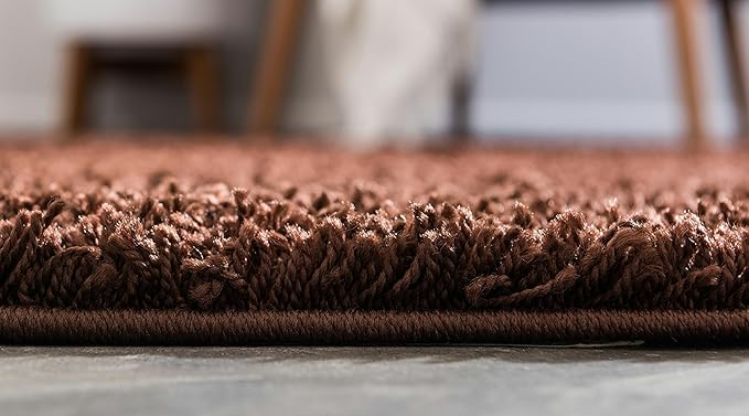 Unique Loom Solid Shag Collection Area Rug (2' 6" x 13' 1" Runner, Chocolate Brown)