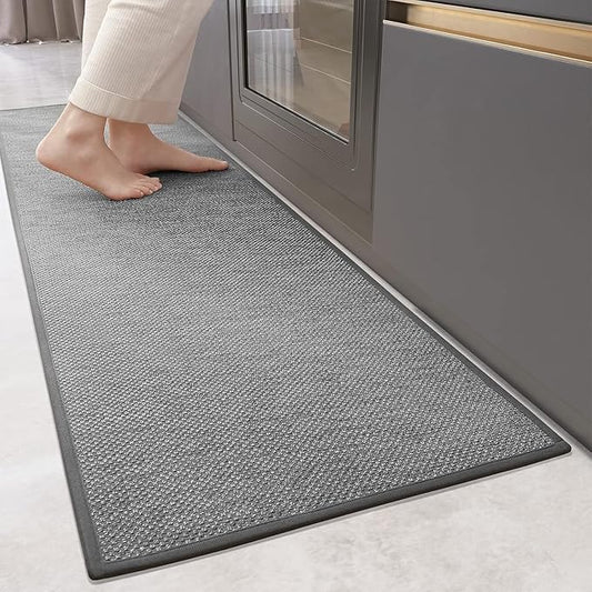 Color&Geometry Kitchen Rugs and Mats Non Slip Washable, Absorbent,Woven Kitchen Runner Rug Easy to Clean Kitchen Floor Mats for in Front of Sink, Laundry Room, Hallway, 24''x83'', Light Grey