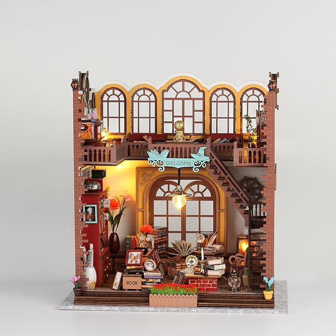 suruim DIY Book Nook Kit Bookend Puzzle Miniature Nook Library Bookshelf Insert Bookends Decoration Books Ornaments Gifts for Adults(Magic 1)