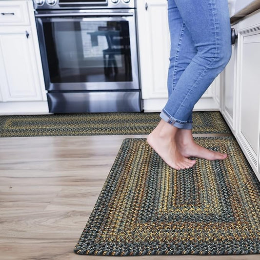 Black Forest Black Braided Rug 2' x 3' Rectangle - Indoor & Outdoor - Rustic Country Decor for Bathroom, Entryway, Everywhere