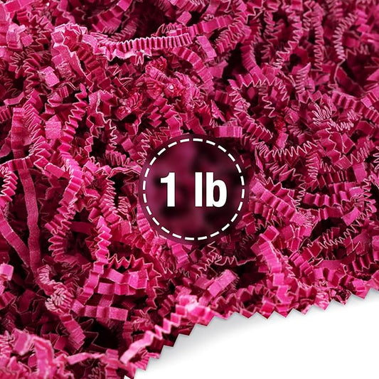 FRILLZ Crinkle Cut Paper Shred Filler for Baskets, Gifts, Packing and Protecting your Mother's Day, Birthday, Weddings, Anniversary, Valentines Day, and other gifts (1 pound, Hot Pink)