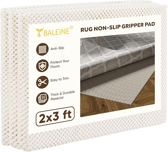 BALEINE Non Slip Rug Pad Rug Gripper for Hardwood Floors, Extra Thick Non Slip Mat Under Carpet (2'x3')