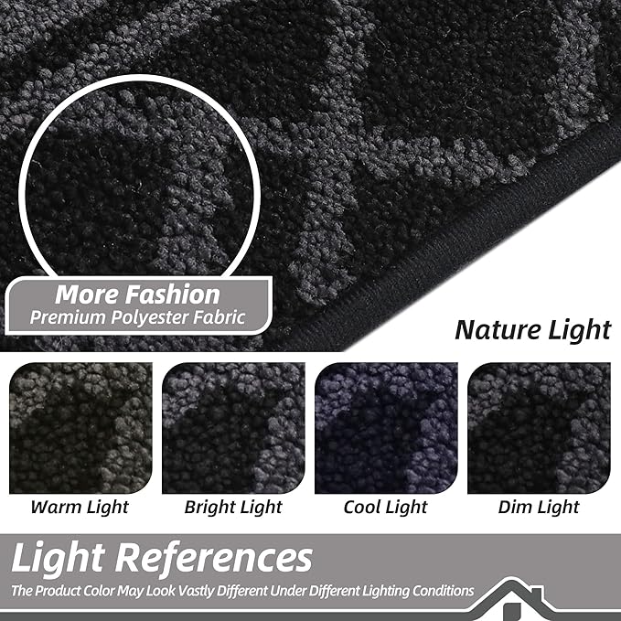 BEQHAUSE Door Mat Dirt Trapper Non Slip Entryway Rugs Absorbent Welcome Mat Low Profile Washable Front Door Mat for Muddy Paws,Entrance,Hallway, 36" x 60",Black