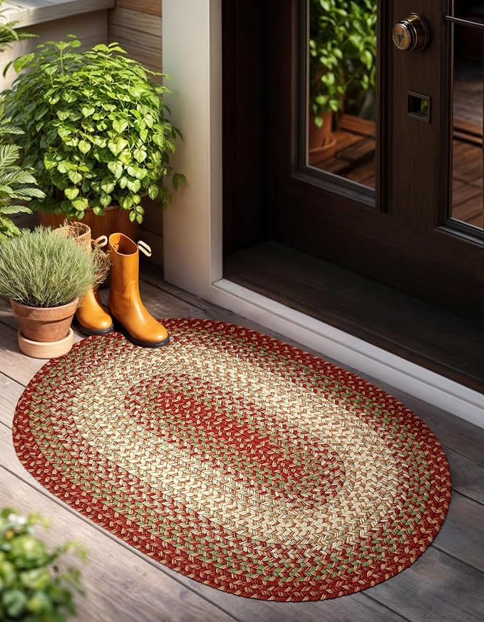 RRI Home Decor EastEnd EL43 Warm Earth 2' x 3' Oval - Braided Area Rug, Home Decor, Floor Mat or Bedroom Rug - Easy Care, Ideal for High Traffic Areas in Hallway and Living Room - Made in USA