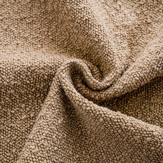 Foindtower Textured Boucle Throw Pillow Covers Accent Solid Pillow Cases Cozy Soft Decorative Couch Cushion Case for Chair Sofa Bedroom Living Room Home Decor, 20 x 20 Inch, Khaki Camel