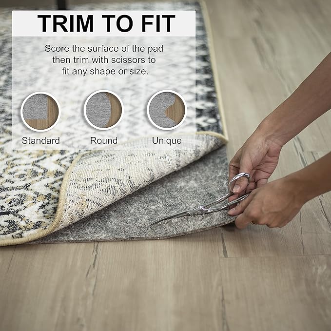Mohawk Home 2' x 20' Non Slip Grip Rug Pad 1/2" Thick Dual Surface Felt Cushion + Rubber Gripper - Safe for All Floors