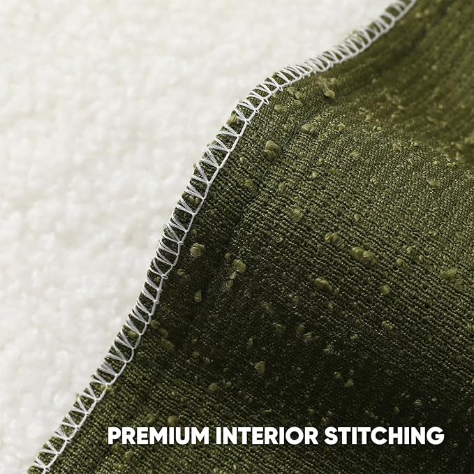 HAUSSY Set of 2 12x20 Decorative Throw Pillow Covers, Soft Cozy Textured Boucle Lumbar Pillow Cases, Home Decor for Couch Bed Living Room, Moss Green