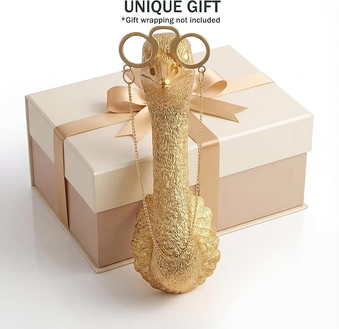 Juedawyal Gold Ostrich Wall Decor, Resin Animal Head Wall Mount Sculpture, Whimsical Modern Wall Art for Living Room, Hallway Staircase Home Office