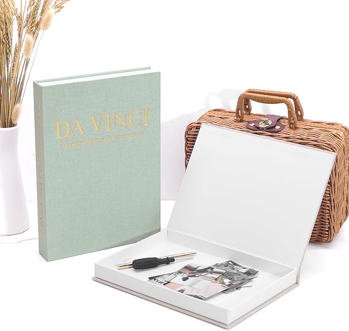 Premium Decorative Books - Set of 2 - Linen Storage Box for Coffee Table Faux Decor Boxes for Bookshelf Fake Books for Decoration for Living Room - Modern Home (Beige & Sage)