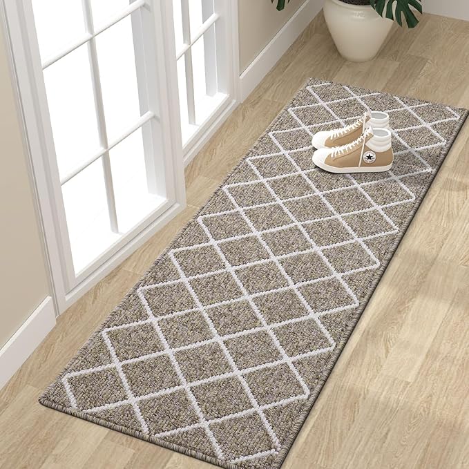 Finchitty Indoor Door Mat, Dirt Resistant and Absorbent, Low-Profile, Non-Slip, Washable Inside Floor Mats for Front Door, Back, and Entrance, 59" x 20", Khaki