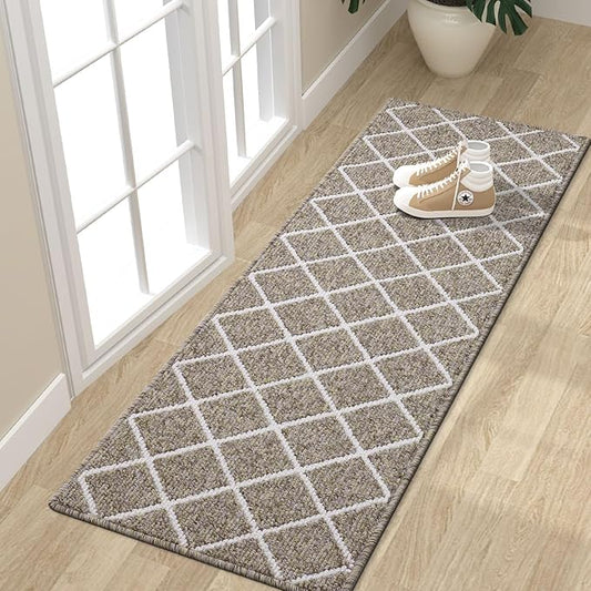 Finchitty Indoor Door Mat, Dirt Resistant and Absorbent, Low-Profile, Non-Slip, Washable Inside Floor Mats for Front Door, Back, and Entrance, 59" x 20", Khaki