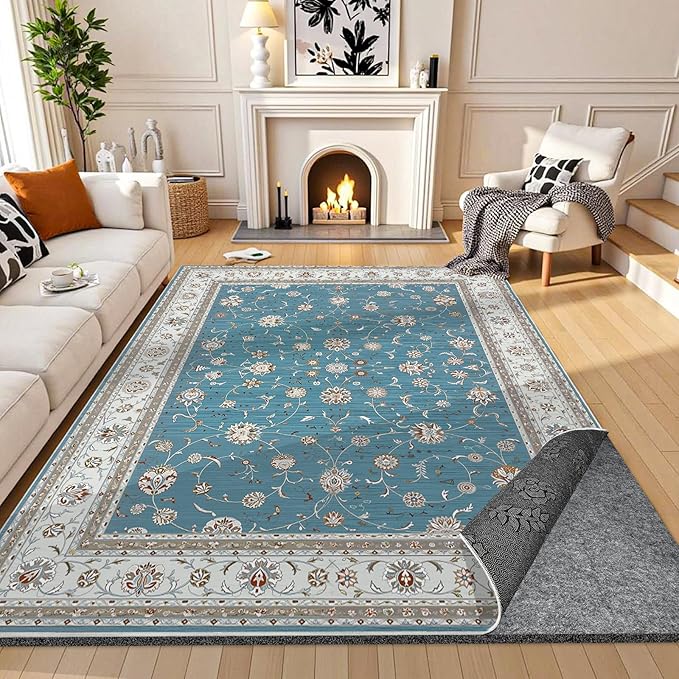 Waterproof Rug Pad, Thick 8x10 ft Under Area Rug Carpet Pad, Non Slip Felt Rug Pads for Hardwood Floors, Keep Carpets in Place Soft and Prevent Rug from Wrinkling or Buckling