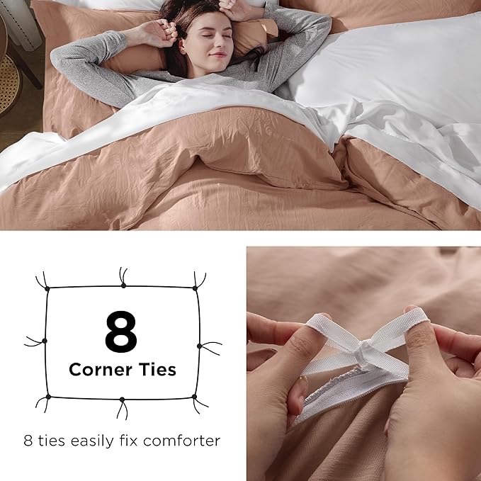 Bedsure Mocha Mousse Duvet Cover Queen Size - 3 Pieces Prewashed Extra Soft Bedding Set, Includes 1 Duvet Cover 90x90 Inches with Zipper Closure & 2 Pillow Shams, Comforter Not Included