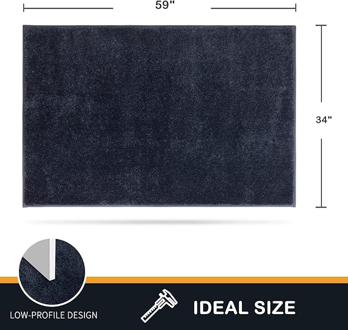 PURRUGS Dirt Trapping Door Mat 34" x 59", Non-Slip Machine Washable Entryway Rug, Dog Doormat, Indoor Front Door Mat, Super Absorbent Entry Rug for Muddy Shoes & Paws, Navy Blue