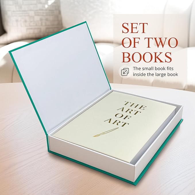 Fake books for decoration - Set of Two - Cardboard and linen - Decor Books for coffee table - Decorative boxes for home decor aesthetic - box storage (Art of Art)