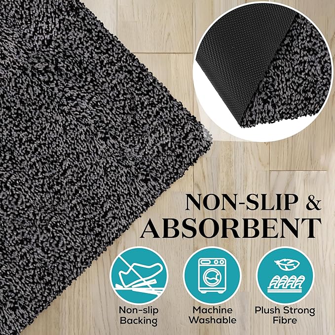RugMast Premium Microfiber Indoor Door Mat – 32"x48" Washable Entry Mat, Non-Slip, Waterproof Backing, Super Absorbent, Low Profile Entryway Doormat for Indoor Entrance