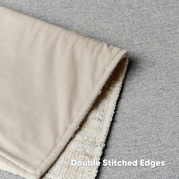 FUTEI Cream Decorative Throw Pillow Covers 16x16 Inch Set of 2,Soft Chenille Tweed Textured Cushion Case,Modern Home Decor for Couch Bed Living Room