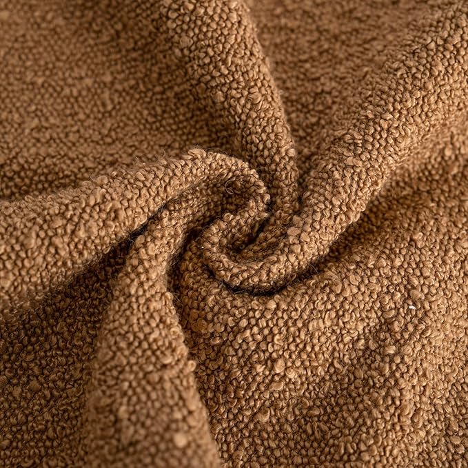Foindtower Decorative Textured Boucle Throw Pillow Covers Accent Solid Pillow Cases Neutral Soft Cozy Couch Cushion Case for Chair Sofa Bedroom Living Room Home Decor 24 x 24 Inch,Tobacco