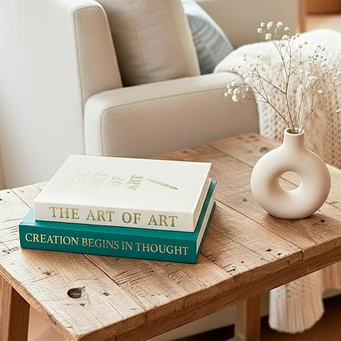 Fake books for decoration - Set of Two - Cardboard and linen - Decor Books for coffee table - Decorative boxes for home decor aesthetic - box storage (Art of Art)