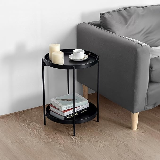 Elegant Iron Side End Table: Durable, Stylish, and Convenient Storage.