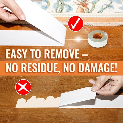 YONGJIN Double Sided Carpet Tape - Heavy Duty Rug Tape Gripper for Hardwood Floors No Damage, Secures Area Rugs, Laminate & Tile (2 Inch x 30 Yards)