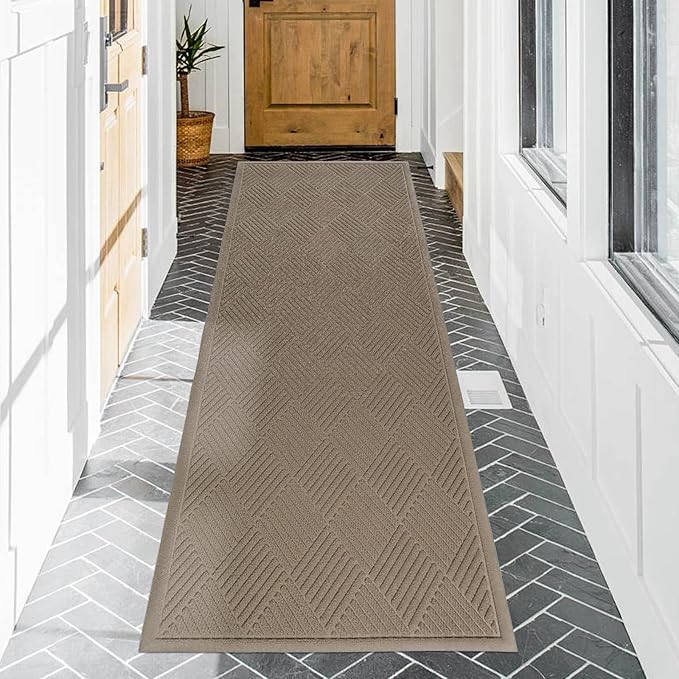 HIYARD Sturdy Front Door Mat, Absorbent Muddy Dirt Resist Welcome Door Mats Outdoor Indoor, Stain and Fade Resistant, Non-Slip Rubber Backing Low Profile Doormat for Entryway, 72×24, Beige