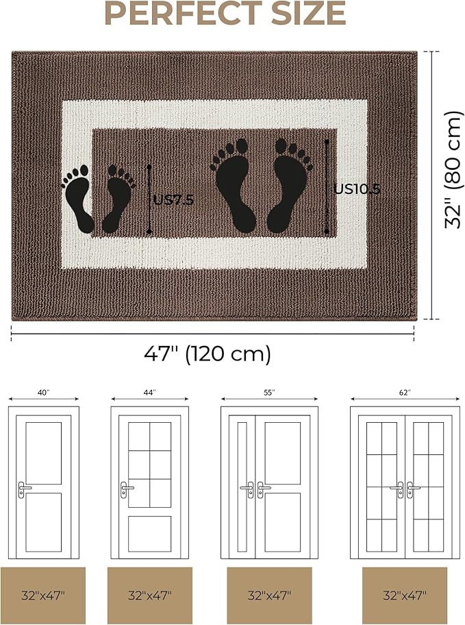 GRANNY SAYS Front Door Mat Outside Entrance, Door Mats for Entryway, Welcome Matt Non-Slip, Large Front Porch Mat Low Profile Resist Dirt, 48"x32", Dark Brown