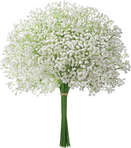 Babys Breath Artificial Flowers, 30 pcs White Flowers Artificial Real Touch Faux Flowers Bouquet Look Real Fake Flowers for Wedding Party Home Garden Tables Centerpieces Office Arrangements Decoration