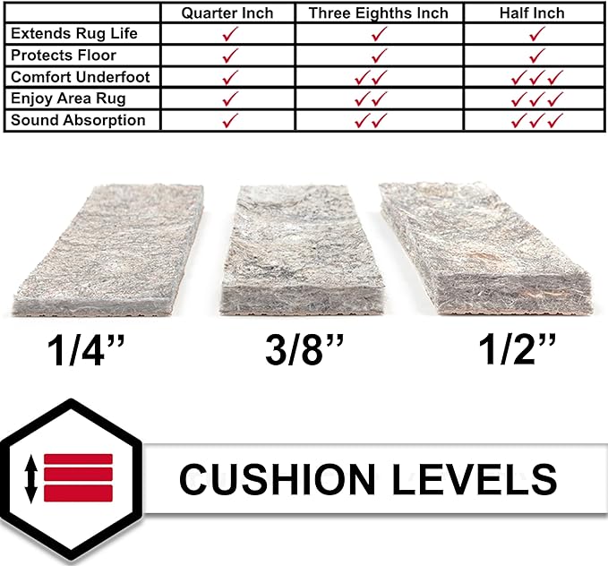 Mohawk Home 7' x 9' Non Slip Grip Rug Pad 1/2" Thick Dual Surface Felt Cushion + Rubber Gripper - Safe for All Floors