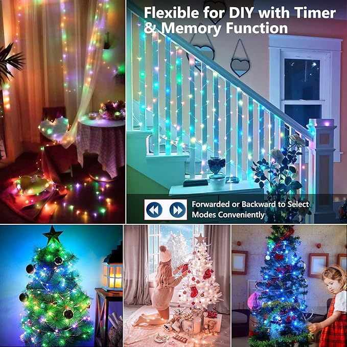 BrizLabs Valentine Fairy Lights - 66ft 200 LED Color Changing Fairy Lights with Remote, Plugin Purple & White Valentines Day Twinkle Light RGB Starry Xmas Light for Xmas Halloween Home Party Wedding