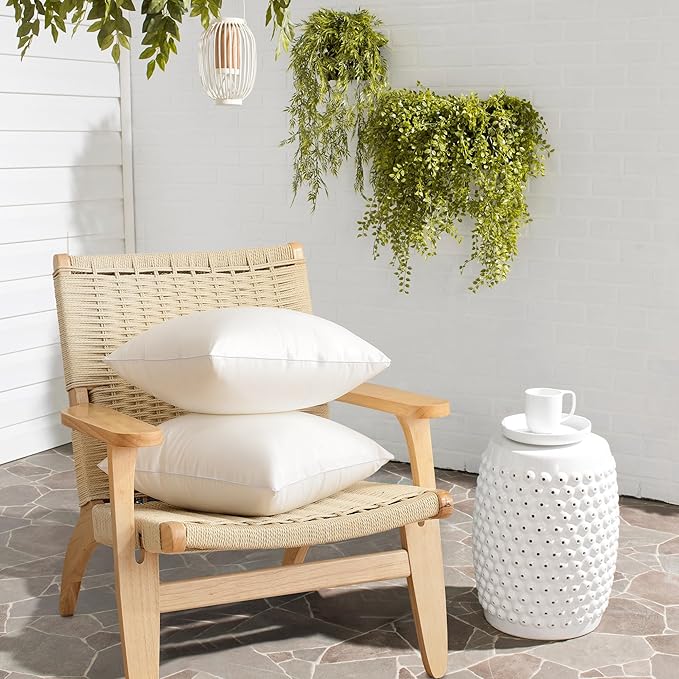 Oubonun 16x16 Outdoor Pillow Inserts (Pack of 2) - Square Waterproof Throw Pillow - Decorative Throw Pillows Insert for Couch Sofa Bed Patio Furniture - White Pillows