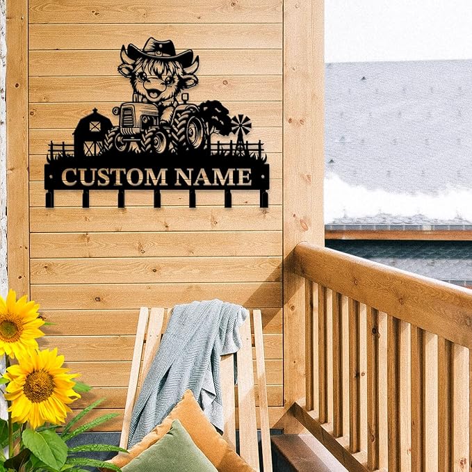 magilab Personalized Custom Highland Cow Wall Hooks,Metal Highland Cow Art Clothes Hooks,Metal Highland Cow Wall Home Storage Decorative,for Front Door, Hallway, Kitchen, Bedroom,Keys,Hats (Style D)