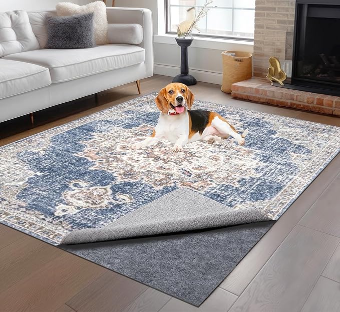 Non-Slip Rug Pads 4 x4 ft, 100% Waterproof Rugs Non Skid Rug Pad for All Floors and Finishes Durable Hardwood Floor Protective Felt Keeps Rugs in Place, Safe and Secure
