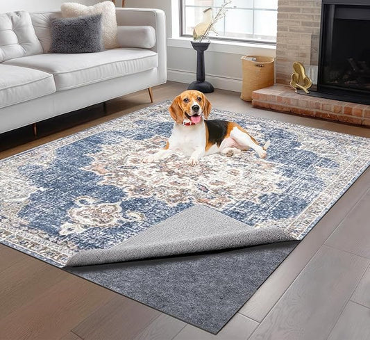 Non-Slip Rug Pads 4 x4 ft, 100% Waterproof Rugs Non Skid Rug Pad for All Floors and Finishes Durable Hardwood Floor Protective Felt Keeps Rugs in Place, Safe and Secure