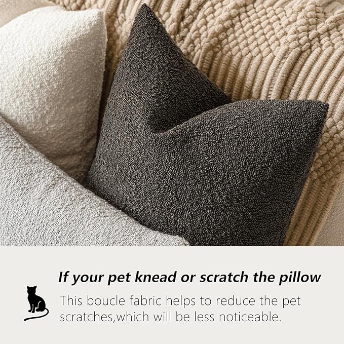 Foindtower Textured Boucle Throw Pillow Covers Accent Solid Lumbar Pillow Cases Cozy Soft Decorative Couch Cushion Case for Chair Sofa Bedroom Living Room Home Decor, 12 x 20 Inch,Dark Brown