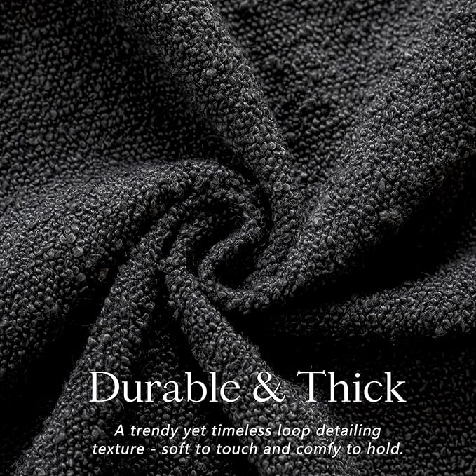 Foindtower Decorative Textured Boucle Throw Pillow Covers Accent Solid Pillow Cases Neutral Soft Cozy Couch Cushion Case for Chair Sofa Bedroom Living Room Home Decor 18 x 18 Inch,Black
