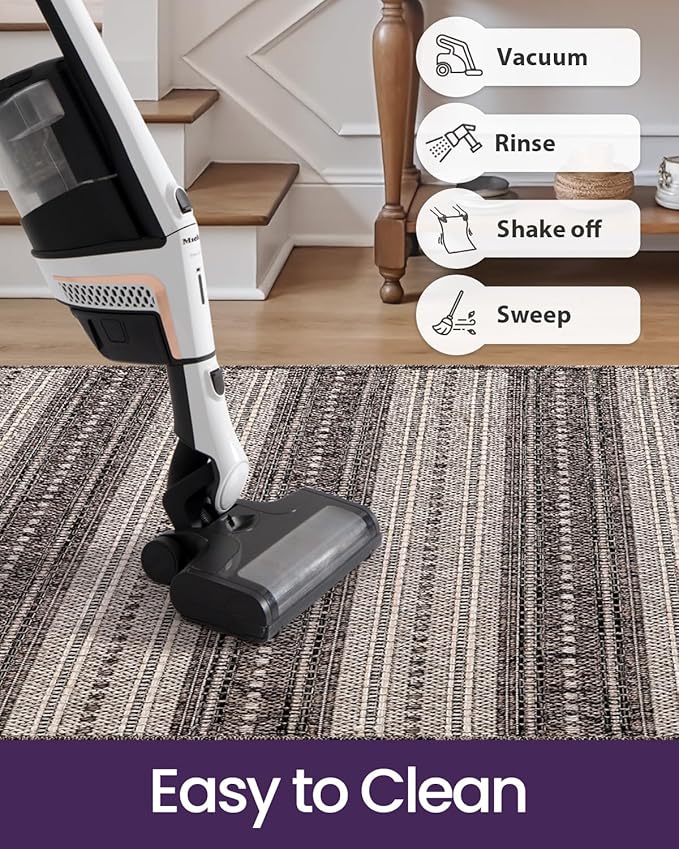DEXI Hallway Runner Rug 3.3x10, Woven Braided Farmhouse Runner Carpet Indoor, Absorbent Thin Long Entryway Runners for Kitchen, Laundry Room, Patio Entrance, Striped Grey