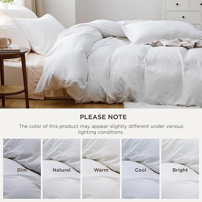 Bedsure Duvet Cover King Size Only - Prewashed Cotton-Like Extra Soft All Season Bedding, Includes 1 Duvet Cover 104x90 Inches with Zipper Closure, White, Comforter Not Included