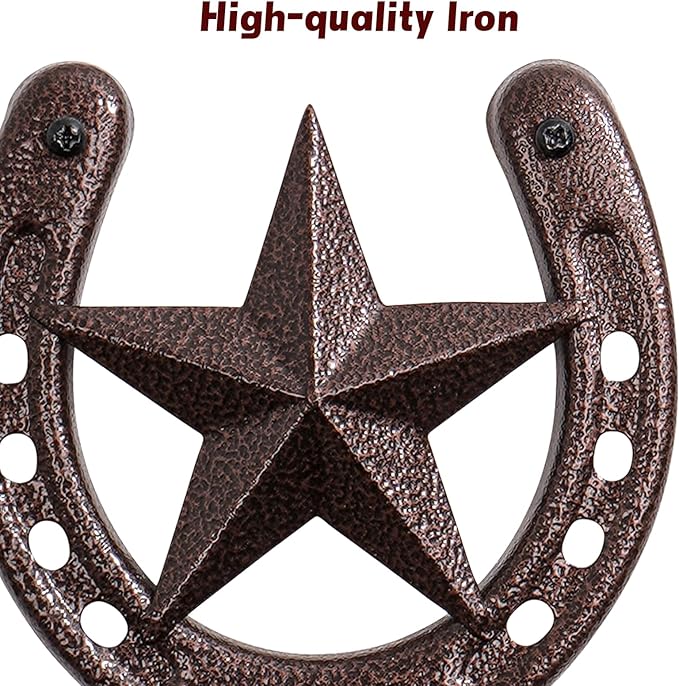 Cowboy Hat Rack Wall Mount 6 Pack Cowboy Hat Holder for Wall Western Hat Rack Horseshoe Hat Hanger Metal Iron Display and Storage for Entryway Closet Bedroom Living Room Western Gift Antique Bronze
